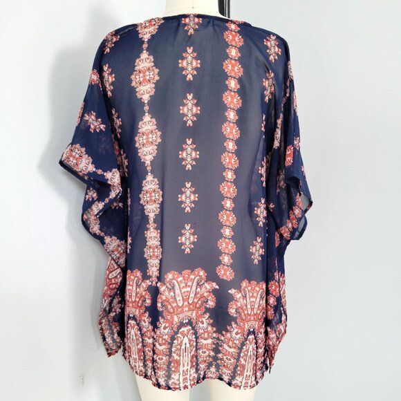 Love Tree Boho Printed Open Front Kimono Size Small Beach Cover Up Wrap - Picture 7 of 10
